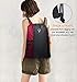 Drawstring Backpack Sports Gym Bag for Women Men Children Large Size with Zipper and Water Bottle Mesh Pockets (Black/Red)