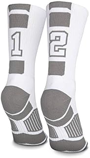 Custom Team Number Crew Socks | Athletic Socks by ChalkTalkSPORTS | White |