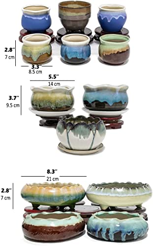 Dahlia 5.5'' Inch Rustic Drip Glazed Ceramic Planter/Succulent Pot/Plant Pot w. Saucer/Tray