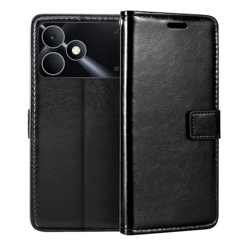 Shantime ���U�[�P�[�X OPPO Realme Note 80 4G �Ƃ̌݊������� �r�W�l�X�f�U�C�� �}�O�l�b�g�蒠�^ 3�J�[�h���[ �ʐ^���� �B�����z�t��(�u���b�N)