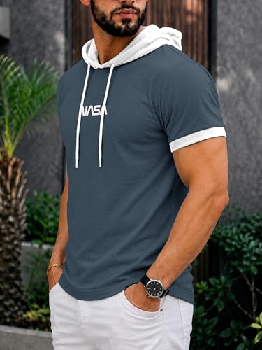 Image of Noble Monk Men's Regular Fit Hoodie T-Shirt for Man |Half Sleeves Tshirt for Men | Casual Wear Stylish T-Shirt for Man | Gym Tshirt for Men