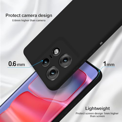 Image of DIZORO Microfiber Candy Case Compatible for Motorola Edge 50 Pro 5g Smooth Touch Cushion Liquid Soft Silicone Gel Rubber Phone Cases Non-Slip Full Body Protective Shockproof Back Cover (Black)