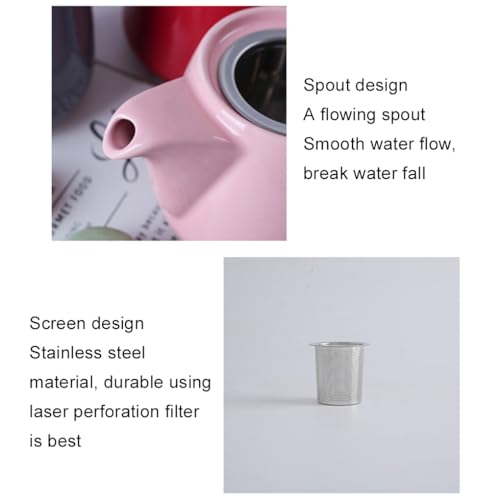 Elegant Ceramic Tea Set with Multi-Functional Design for Every Tea Enthusiast - Stainless Steel Filter Tea Maker and Kettle in Pink - Image 2