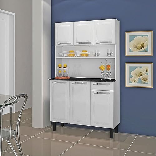 Cozinha de Aço Compacta Itatiaia Rose 6 Portas e 1 Gaveta Branco ...