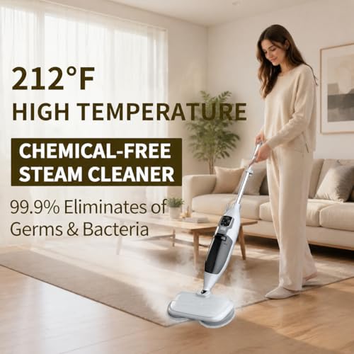 PUREBEAR Steam Mop Cleaner For Home With 4 Replacement Pads, 3 Adjustable Steam Setting, MultiPurpose Handheld Steamer Cleaning for Hardwood Floors, Clothes,Windows,Tiles, Grout (White) by PUREBEAR - Image 2