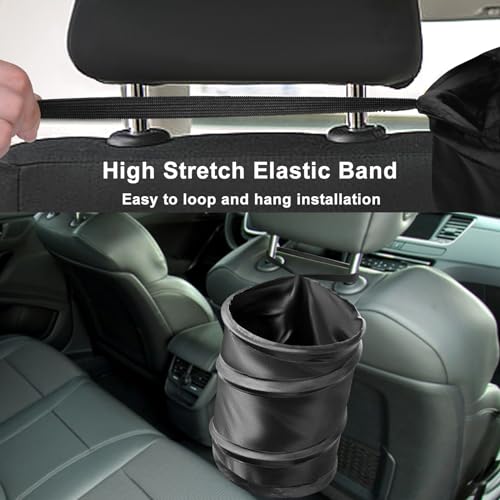 Image of Car Trash Can, 2.6 Gallons Car Garbage Can, Collapsible Trash Bin | Pop-Up Trash Can for Car Front Back Seat, Portable Car Trash Bag Hanging for Vehicle SUV Rv Truck Accessories Interior, Black