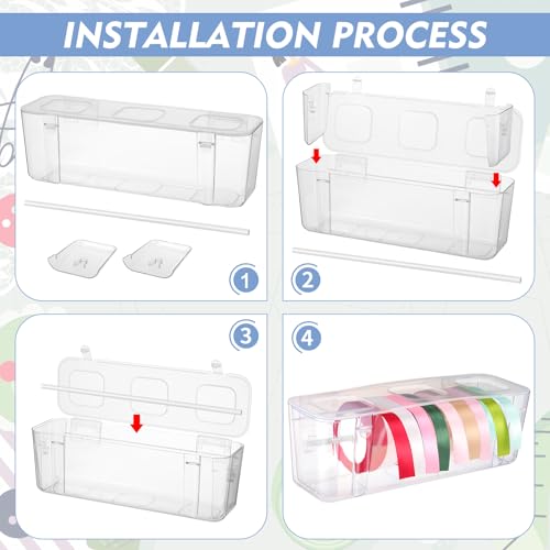 Image of 1 Pcs Ribbon Organizer Storage Craft Ribbon Holder Plastic Craft Room Organization for DIY Tape Sewing Spool Flower Shop Art Gift Wrapping Supplies