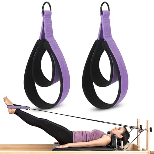 2PCS Pilates Double Loop Straps for Reformer Feet – Fitness and Yoga Equipment – D-Ring Exercise Straps for Gym and Home Workouts