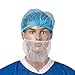 ABC White Beard Nets for Men Food Service 18'', Pack of 100 Nylon Beard Cover Protector with Elastic Ear Loops, Disposable Beard Covers for Men, Kitchen Beard Guard for Restaurant, Industrial Purposes