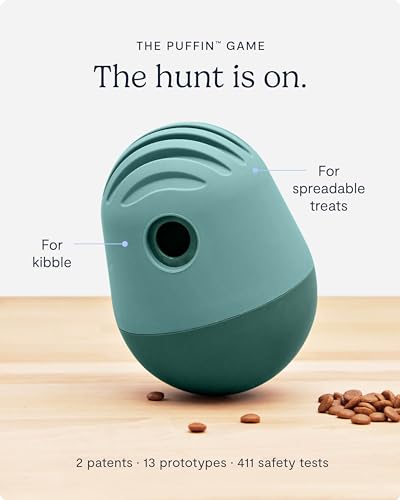 FABLE The Puffin Game Treat Dispensing Dog Toy - Dog Treat Toys Interactive Entertainment & Mental Stimulation - Dog Treat Toy that Mimics Hunting Prey - Dog Food Dispenser Toy for a Full Meal - Green