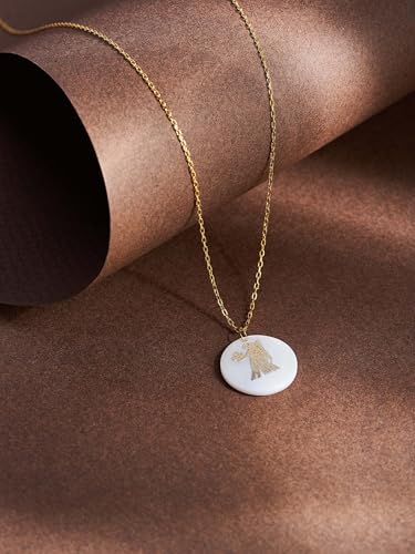 Zodiac Sign Necklace – Mother of Pearl Pendant – Available in Two Finish 925 Sterling Silver and 14K Gold Plated – Adjustable Chain – Horoscope Jewelry Gift with Zodiac Card & Gift Box3