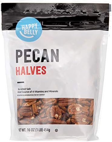 Amazon Brand - Happy Belly Pecan Halves, No Added Salt, 16 Ounce