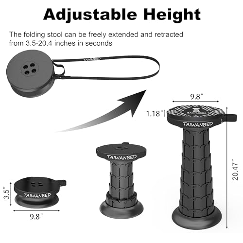 Image of 2026 Upgraded Taller 52cm Collapsible Stool with Cushion,Portable Seat,Telescoping Stools,Adujstable Camping Folding Chair for Adults,Maximum Loading 550Ib for Garden Travel Fishing BBQ