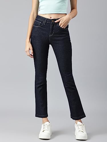 Image of XPOSE Women Navy Blue Comfort Bootcut High-Rise Stretchable Jeans