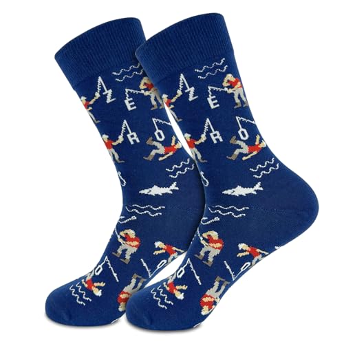Funny Fisherman Socks Novelty Fishing Gift for Dad and