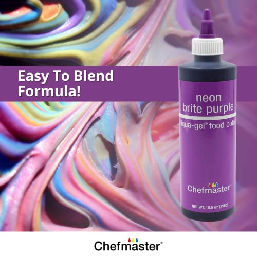 Chefmaster Neon Purple Liqua-Gel® Food Coloring | Vibrant Color | Professional-Grade Dye For Icing, Frosting, Fondant | Baking & Decorating | Fade-Resistant | Easy-To-Use | Made In Usa | 10.5 Oz #TOP4