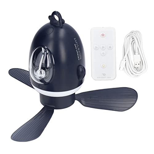Klanata Ventilador de techo avión moderno moderno ventilador de techo pequeño, carga USB de bajo ruido para la sala de estar de dormitorio dormitorio de campamento al aire (Azul)
