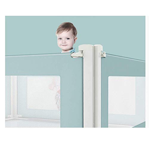 Barandilla para cama de niños de malla ventilada y deflector anticaídas verde de 150cm 5