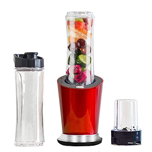 Samnuerly Blender Juicer,300W Portable Personal Mini Food Blender Blender Milkshake Juicer 600Ml Sports Bottle Opcional 100Ml Grinder y 400Ml Cup,Rojo (Rojo)