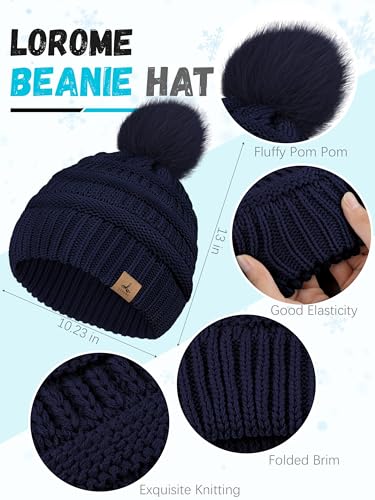 image for LOROME Winter Hat Scarf Gloves and Ear Warmer, Warm Knit Beanie Hat To