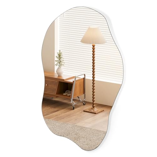 Trintion Asymmetrischer Spiegel 85x50cm Dekorativ – Rahmenloser HD Glas Spiegel in Wolkenform, Organisches Asymmetrisches Fleck Wandspiegel Moderner