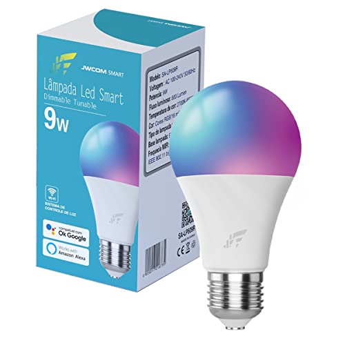 Lampada Led E27 RGB 16 milhoes de cores+ Branco Frio e Quente JWCOM Smart Inteligente Wifi - Compati