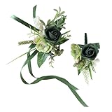 エレガントな結婚式の手首コサージュとブートニアセット造花シルクフラワー記念日やテーマフォーマルパーティー結婚式のコサージュセット