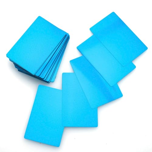 Boaby 50 Stück Metall Visitenkarten, Leere Visitenkarten Aus Aluminiumlegierung Visitenkarte Lasergravurkarte 0,22 mm/8,6 X 5,4 cm, Für Bürokundenkarten DIY Geschenk(Blau)