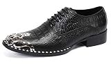 Mens Western Round Toe Leather Lace Up Dress Shoes Fashion Casual Metal Tip Oxford Black 11