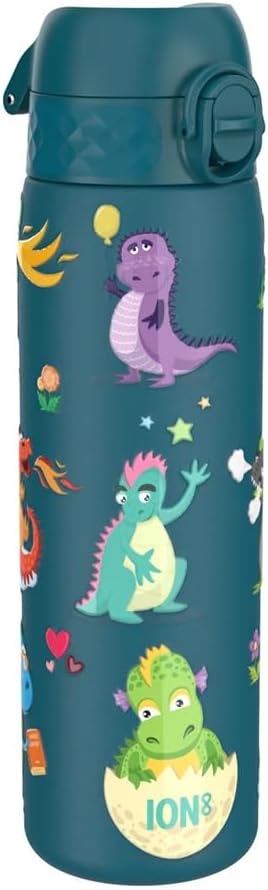 ion8 Vacuum Insulated Stainless Steel Water Bottle, 500 ml, Leak-Proof, One-Handed Opening, Secure Locking, Dishwasher Safe, Carry Handle, Easy to Clean, Durable & Scratch-Resistant, Dragon