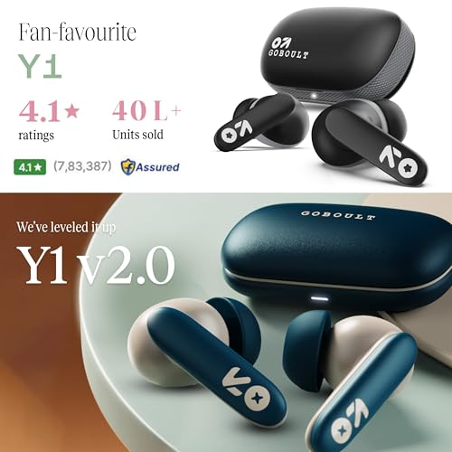 Image of GOBOULT Y1 v2.0 Ear Buds Wireless with 60H Playtime, Zen Quad Mic ENC, 45ms Low Latency, Touch Contorl, Dual Device Pairing, Bluetooth 6.0, 13mm Bass Driver Earbud TWS Wireless Earphone (Blue Teal)