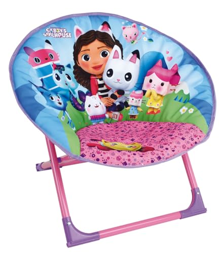 Fun House 713598 Gabby ET LA Maison Magique Siège Lune Pliable Fauteuil H.47 X L.54 X P.42 CM pour Enfant, Rose