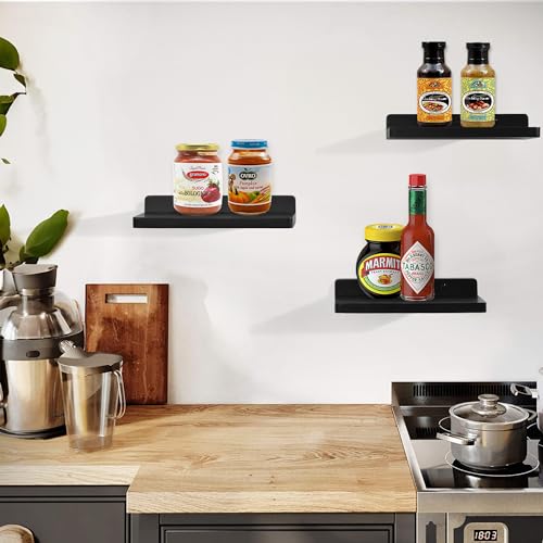 NIUBEST Small Floating Shelf,5 x 8.5 Inch,Set of 3 Small Wall Shelf for Bedroom Living Room Bathroom Kitchen Office (Black) by NIUBEST - Image 5