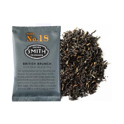 Steven Smith Teamaker British Brunch No. 18, Caffeinated, Sugar-Free Full, Leaf English Breakfast Black Tea Bags 100 Sachets, 1.48oz each