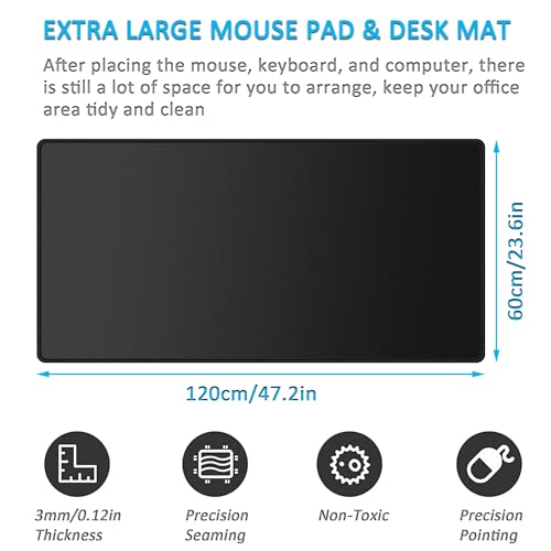 Image of LL-COEUR XXL Black Mouse Pad Gaming Keyboard Mat Laptop Office Desk Mat (1200 x 600 x 3 mm)