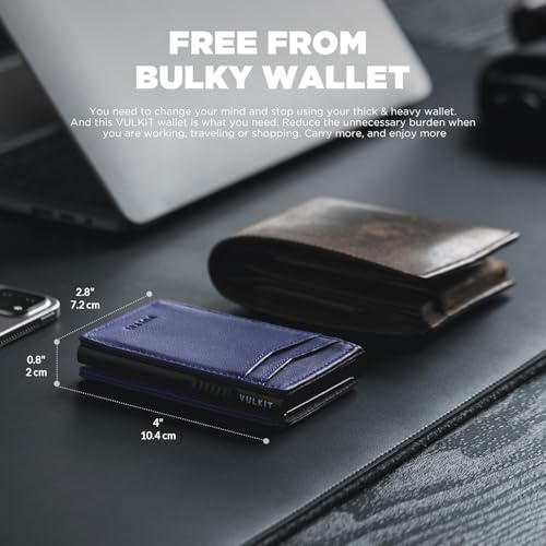 Image of VULKIT Men's Slim Wallets Pop Up Card Holder RFID Blocking Metal Wallet Minimalist Design Holds Up to 11 Cards