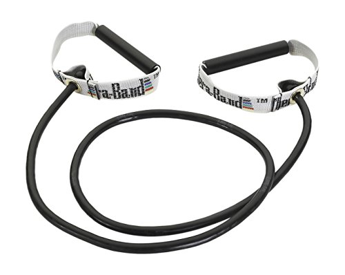 THERABAND Professional Latex Resistance Tubing with Handles For Upper-Body Exercise, Rehab and Conditioning, Soft Handles and Door Anchor, 48 Inch, Silver, Super Heavy, Advanced Level 2