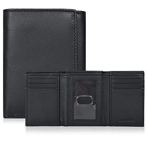 Image of Tri fold Leather Wallet for Men with RFID | Slim Wallets for Men with 1 ID and 6 Credit card slots | Front Pocket Minimalist