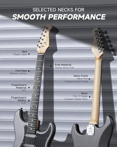 Image of DONNER DST-80 Electric Guitar 39 inch Beginner Electric Guitar Kit with Amp, Classic SSS Pickup Complete with Gig Bag, Tuner, Capo, Strap, Picks, and Free Online Lessons