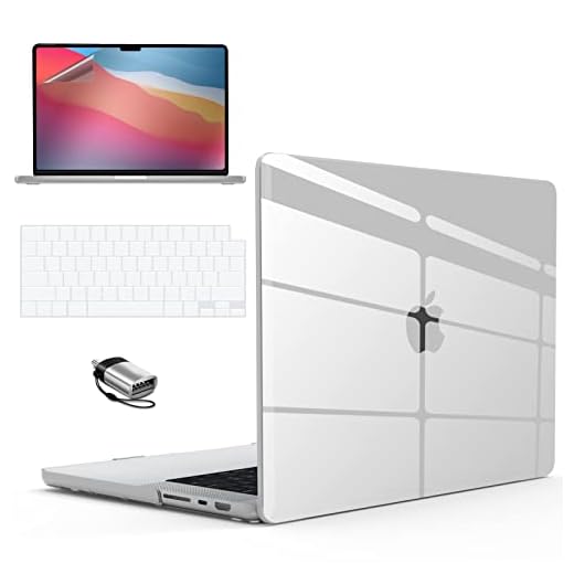 IBENZER New 2021 MacBook Pro 14 Inch Case M1 A2442, Hard Shell Case & Keyboard Cover & Screen Protector & Type C for Apple Pro 14 with Touch ID, Crystal Clear, MT14-CYCL+2TC