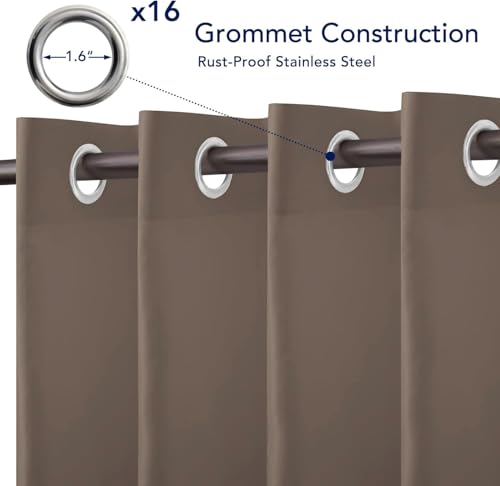 PureFit Outdoor Curtains for Patio Waterproof Weatherproof, UV Resistant Outside Curtains for Gazebo, Front Porch, Pergola, Sun Blocking Privacy Curtain, 120W x 108L inch, 1 Panel, Camel