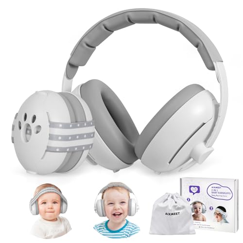 AIXMEET Cache-oreilles 2 en 1 pour bébé - Réduction du bruit - Protection auditive professionnelle pour les tout-petits de 3 à 48 mois - Réduit les dommages auditifs et améliore le sommeil (3)