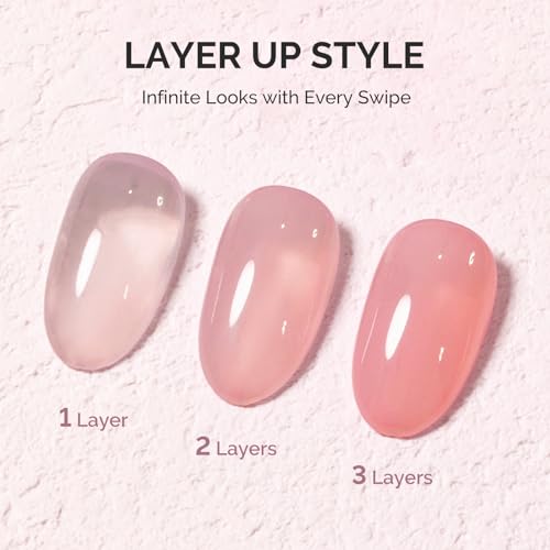Image of MelodySusie Jeweliver Jelly Gel Nail Polish, 0.5Fl.oz Carnation Nude Pink Gel Polish Soak Off UV LED Light Cure Gift for Women Manicure Nail Art DIY at Home B6651