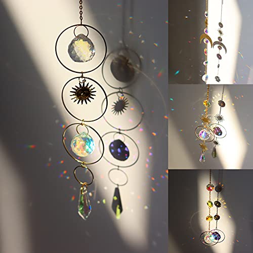 NarutoSak Sino de vento, estrela, lua, apanhador de sol, pingente de pendurar de cristal artificial,