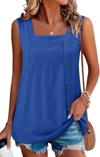 KISSMODA Womens Boho Tops for Summer Sleeveless Tanks Loose Fit Casual Blouse Daily Shirts for Leggings (S-3XL)