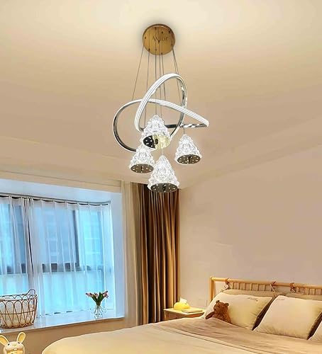 Image of Avior Modern LED Chandelier, Creative 3 Ring Pendant Lamp with Height-Adjustable Pendant Light, Living Room Chandelier, Bedroom, Dining Room Pendant Light (Ch24)