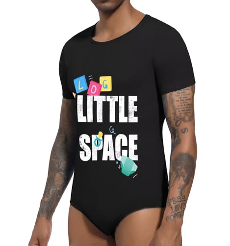 Mens Print Onesie Short Sleeve Romper Pajama One Piece Snap Down Crotch Bodysuit Rompers - Little Space4