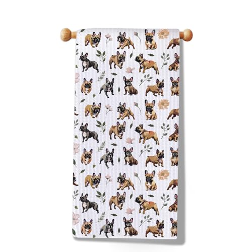 MYSOMY Asciugamano da cucina con bulldog francese, per amanti degli animali domestici, regalo a tema amanti dei cani, asciugamani di compleanno (asciugamano Bulldog UK)