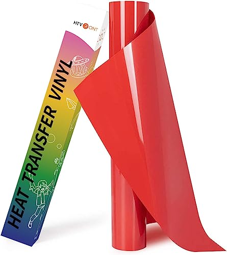 Image of HTVRONT HTV Heat Transfer Vinyl - 12 inch x 8ft Red HTV Vinyl for Shirts, Red Iron on Vinyl for All Cutting Machine - Easy to Cut & Weed for Heat Transfer Design