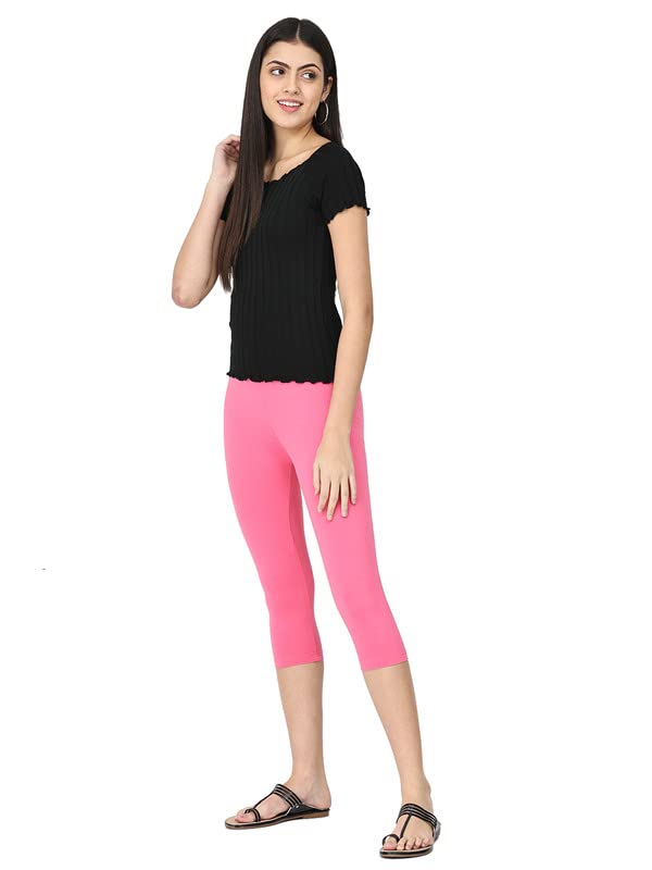 Image of Robinbosky Premium Stretchable Cotton Capri Legging for Women | Suitable for Formal wear & Casual wear | High-End Elastic Makes. The Leggings Squat Proof and Durable for Travel, Yoga, & Workout.